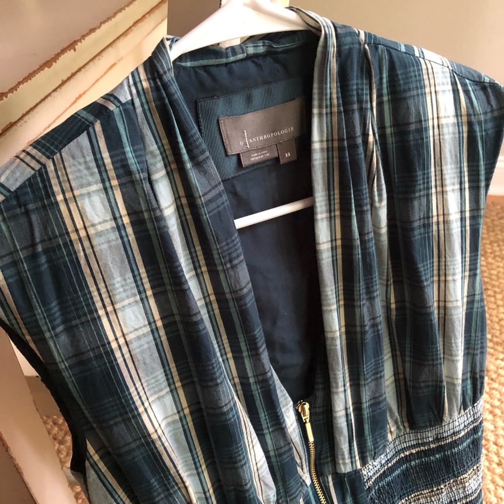 New: Anthropologie Tommie Zip-Front Midi Dress. Plaid. Pockets. Size XS - Picture 11 of 16